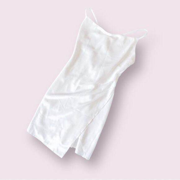 SELFIE LESLIE Dress Hey Girl NEW Satin Cowl Neck Mini White Size XS - Picture 4 of 11